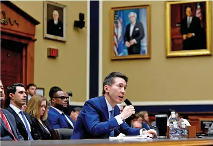  ?? TikTok Photo: WIRED ?? chief executive officer Shou Zi Chew during the congressio­nal hearing.