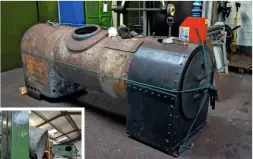  ?? JOEY EVANS THOMAS BRIGHT/SR ?? Woolwich’s frames and boiler in storage at Statfold, prior to moving to the museum workshop for overhaul.
The largely complete bottom end of Arn Jung 0-4-0WT Works
No. 3698, on display at the Statfold Barn Railway’s open day on August 9.