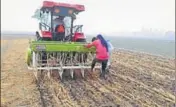  ??  ?? Raj Mohan Singh of Bishanpur Chana village used rotavater on his paddy fields instead of setting the stubble on fire. HT PHOTO