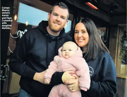  ??  ?? Campo Blanco owners Aaron and Faye Cummins with daughter Matilda