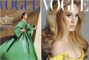  ?? CorteSÍA ?? Vogue utilizó distintas fotos de Adele para las versiones de la revista en Estados Unidos y Gran Bretaña.