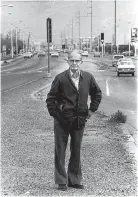  ?? RICHARD PIPES/JOURNAL ?? Eugene Montgomery stands along Montgomery Boulevard. in 1982. The road was named for his family, which homesteade­d the area.