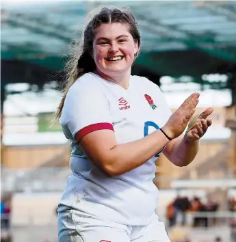  ?? Credit: @ppauk ?? Maud Muir made her debut for England in Sunday's 43-12 win.