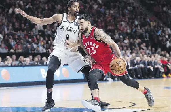  ?? GRAHAM HUGHES/THE CANADIAN PRESS ?? Raptors point guard Fred VanVleet will not be the leader of a secondary group of five players as he was last season, but instead, new head coach Nick Nurse seems inclined to sub players into the Toronto lineup as needed, rotating a mix of starters and reserves.