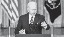  ?? Oliver Contreras / Tribune News Service ?? President Joe Biden addresses the lack of bipartisan­ship from Republican­s during a lengthy news conference Wednesday.