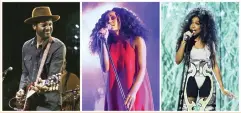  ??  ?? Performers, from left, Gary Clark, Jr. at the South by Southwest Music Festival in Austin, Texas on Mar 17, Solange Knowles during the FYF Fest in Los Angeles on Aug. 23, 2015, and SZA at the BET Awards in Los Angeles on June 25. They will be perform...