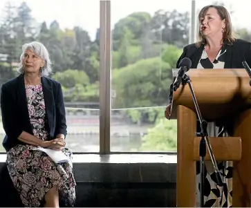  ?? ?? Housing Minister Megan Woods with mayor Paula Southgate at yesterday’s announceme­nt.