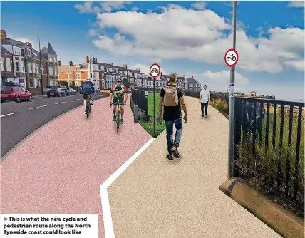  ?? ?? This is what the new cycle and pedestrian route along the North Tyneside coast could look like