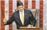  ?? HOUSE TELEVISION VIA THE ASSOCIATED PRESS ?? Democrats shouted down Speaker Paul Ryan as he attempted to gavel the House into session.