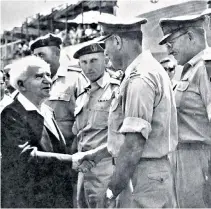  ??  ?? Erell, above, shaking hands with Israel’s first prime minister, David Ben-gurion