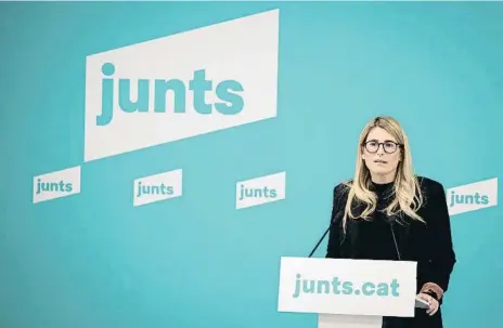  ?? JUNTS / EP ?? La líder de JxCat a l’Ajuntament de Barcelona, Elsa Artadi, ahir a la seu del partit