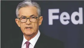  ?? KIICHIRO SATO
/ THE ASSOCIATED PRESS FILES ?? Federal Reserve Chairman Jerome Powell has been quite aggressive taking measures aimed at helping the U.S. economy rebound from the effects of the COVID-19 outbreak.