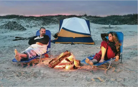  ??  ?? Overnight camping on Mustang Island State Park has been closed since Hurricane Harvey devastated the park in 2017 but could be opened by early 2019 when an expanded online state-park reservatio­n system that allows campers to reserve specific campsites is tentativel­y set to begin operation. Texas Parks and Wildlife Department