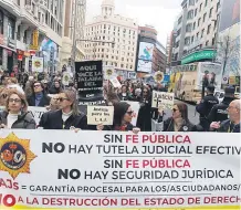  ?? EP ?? Letrados judiciales en una manifestac­ión, en Madrid.