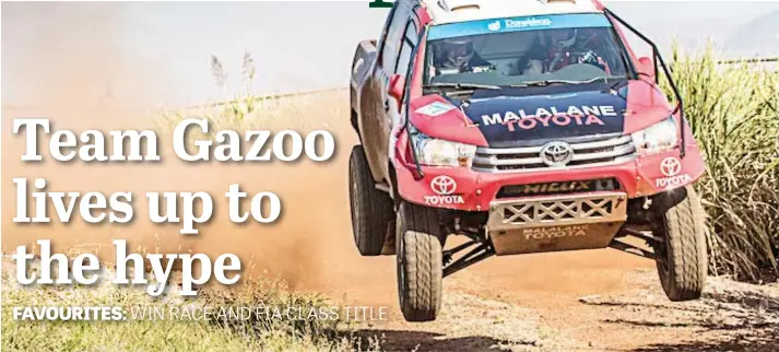  ?? Picture: Waldo van der Waal. ?? HOME-GROWN SUCCESS. Local racers Johan and Werner Horn (Malalane Toyota Hilux) finished second overall in the weekend’s Nkomazi 450 race through Mpumalanga.