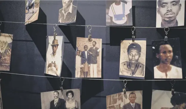  ??  ?? 0 Images of victims are displayed at the Kigali Genocide Memorial in Kigali, Rwanda. A report says France ‘bears significan­t responsibi­lity’ for enabling the genocide