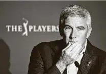  ??  ?? PGA Tour commission­er Jay Monahan has a safety plan that won’t allow fans to attend tournament­s for at least a month.