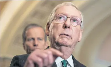  ??  ?? HARNESSING THE STORM: Senate Majority Leader Mitch McConnell speaks on Capitol Hill last week.