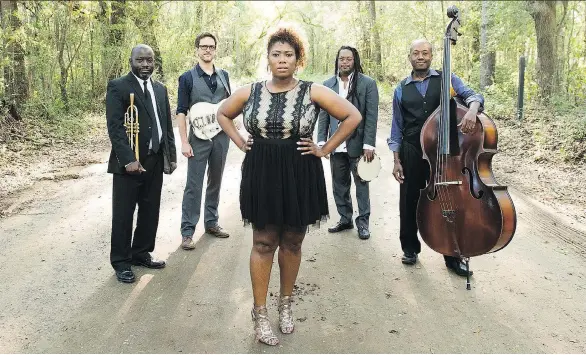  ??  ?? Among the performers at this year’s folk fest are jazz-blues outfit Ranky Tanky, which features from left, Charlton Singleton on trumpet and vocals, Clay Ross on guitar and vocals, Quiana Parler on vocals, Quentin E. Baxter on drums and Kevin Hamilton...