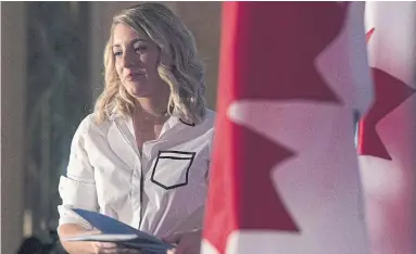  ?? ADRIAN WYLD/THE CANADIAN PRESS ?? Heritage Minister Mélanie Joly and the federal cabinet should get to work on a comprehens­ive digital policy including measures to protect privacy, collect taxes and guard against hate, Haroon Siddiqui. writes