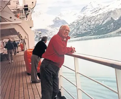  ??  ?? George on an Alaskan cruise ship in 1985. Taken by his daughter, Georgina Cordner.