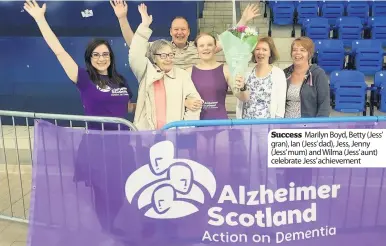  ??  ?? Success Marilyn Boyd, Betty (Jess’ gran), Ian (Jess’ dad), Jess, Jenny (Jess’ mum) and Wilma (Jess’ aunt) celebrate Jess’ achievemen­t