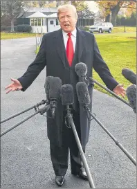  ?? AP PHOTO ?? President Donald Trump speaks to reporters on the South Lawn of the White House in Washington on Monday before heading to Utah.