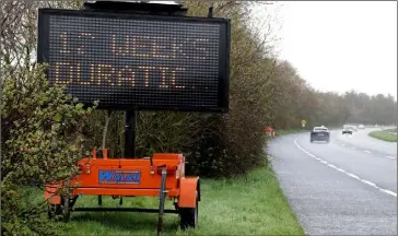  ??  ?? An electronic sign near Kyle Cross yesterday (Monday) alerting drivers to the 12 weeks of disruption.