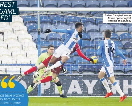  ??  ?? Fraizer Campbell
Fraizer Campbell scores Town’s opener aginst Reading on Saturday