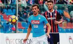  ?? AFP ?? Napoli’s Italian forward Manolo Gabbiadini eyes the ball during the Serie A match against Crotone at the Ezio Scida stadium in Crotone on Sunday. He was later sent off.