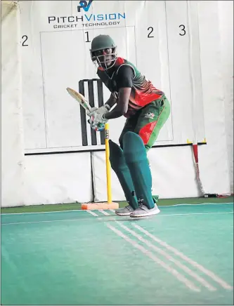  ?? Picture: SINO MAJANGAZA ?? SERIOUS: Kenyan batsman Alex Obanda got in some batting practice in the indoor nets at Buffalo Park yesterday morning ahead of their match against the Netherland­s at Buffalo Park today