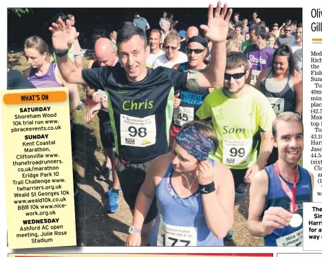  ?? Pictures: Steve Crispe FM4482763, FM4482774 Buy these pictures from kentonline.co.uk ?? The supporting 5k race went to Simon Parrin of Istead &amp; Ifield Harriers, while, main picture, time for a smile as the race gets under way