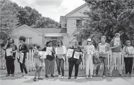  ?? [CHRIS LANDSBERGE­R/ THE OKLAHOMAN ARCHIVES] ?? People gather in support during the Preservati­on Oklahoma rally for the historic Brockway Community Center at 1440 N Everest Ave., as shown in this photo taken May 6, 2019. The structure was home to the Oklahoma Federation of Colored Women's Clubs for nearly 50 years.