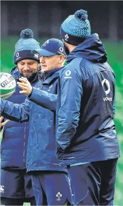  ??  ?? Team of us: Joe Schmidt and coaches Richie Murphy, Simon Easterby, Greg Feek and Andy Farrell have plenty to think about before Ireland resume their Six Nations campaign