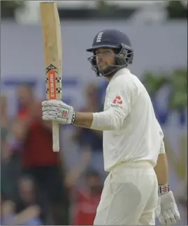  ??  ?? Ben Foakes celebrates reaching a half century against Sri Lanka in 2018. A difficult two years was to follow after his stunning debut