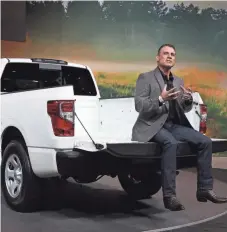  ?? SCOTT OLSON, GETTY IMAGES ?? Nissan’s Fred Diaz introduces the Titan King Cab at the Chicago Auto Show on Thursday.