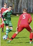  ?? Foto: Klaus Jais ?? Felix Meierhöfer (links) brachte die U17 des TSV Nördlingen in Führung.