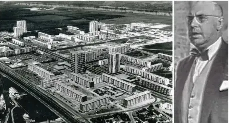  ??  ?? Raymond Lopez a conçu le plan d’aménagemen­t du Val Fourré construit dans les années soixante et soixante-dix. Photo de gauche : Studio Bertin. Photo de droite : archives INA.