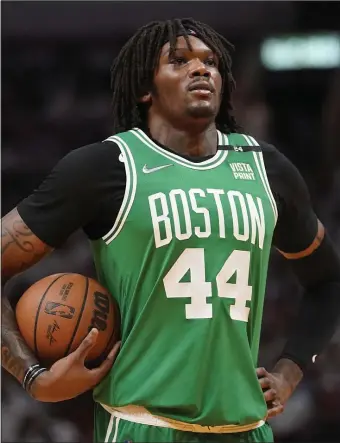  ?? AP FILE ?? OUT AGAIN: Robert Williams waits for play to resume during the first half of Game 1 of the Eastern Conference Finals on Tuesday.