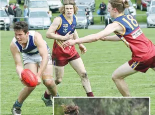  ??  ?? Above: Isaiah Abrahams helped NeerimNeer­im South hold on to defeat a fast finishing Warragul Industrial­s and advance into the under 18 grand final.