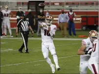  ?? NHAT V. MEYER — BAY AREA NEWS GROU, 2020 ?? 49ers quarterbac­k Jimmy Garoppolo throws against the Rams in the second quarter at Levi’s Stadium on Oct. 18.