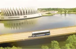  ?? STAFF FILE ?? A Hampton Roads Transit bus travels by the Hampton Coliseum.