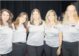  ??  ?? From left, Jackie Johnstone, Kimberly Carbo, Jennifer Barb, Babette Ferre and Nancy Vidaurre organize the poker classic.