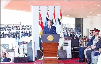  ?? KUNA photo ?? Egyptian President Abdel Fattah El-Sisi delivers a speech during the inaugurati­on of military base.