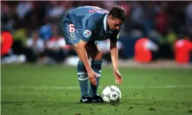  ?? Photograph: Bob Thomas/Getty Images ?? Gareth Southgate prepares to take a penalty in a shootout against Germany in Euro 96.