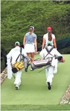  ?? ROB SCHUMACHER/USA TODAY SPORTS ?? Jennifer Kupcho and Maria Fassi, right, played in the Augusta National Women’s Amateur final round Saturday.