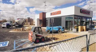  ??  ?? A new location of Chipotle Mexican Grill is nearing completion at the corner of San Mateo Boulevard and Montgomery Boulevard NE. The new location will be the fastcasual chain’s sixth in metro Albuquerqu­e.