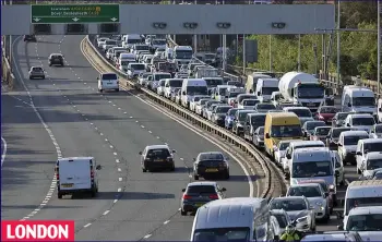  ??  ?? LONDON Snarled up: Drivers in the capital had to deal with rush-hour traffic