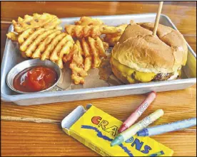  ?? CONTRIBUTE­D ?? “Taking kids to dine at restaurant­s requires training — both of behavior and of palate,” writes AJC dining editor Ligaya Figueras, who makes a case against kids’ menus. This cheeseburg­er is from the kids’ menu at Smokebelly BBQ.