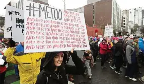  ?? - AP ?? Although women of all ages share the #MeToo experience, there is a divide in their response and expectatio­ns.